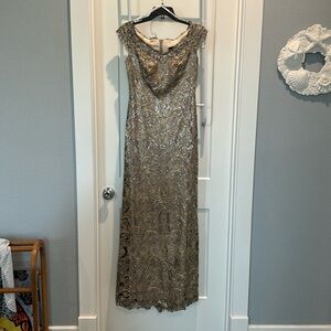 Tadashi Shoji gold prom or wedding dress